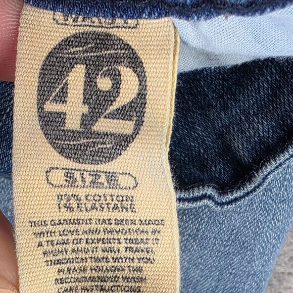 Mens Grindhouse Blue Denim Shorts Distressed Bermuda 12" Inseam Cut Off Size 42 - Picture 3 of 10